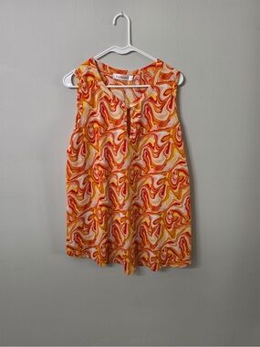 Women’s Trendmates Orange Abstract Sleeveless Blouse 1X Plus